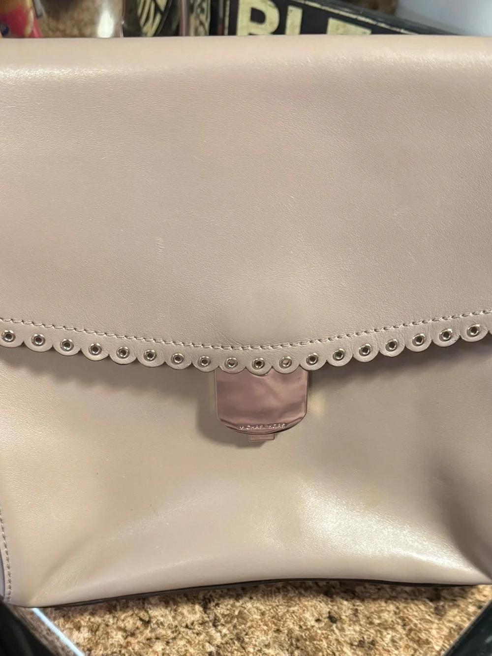 Michael Kors Soft Taupe Leather Scalloped Top-Handle Satchel